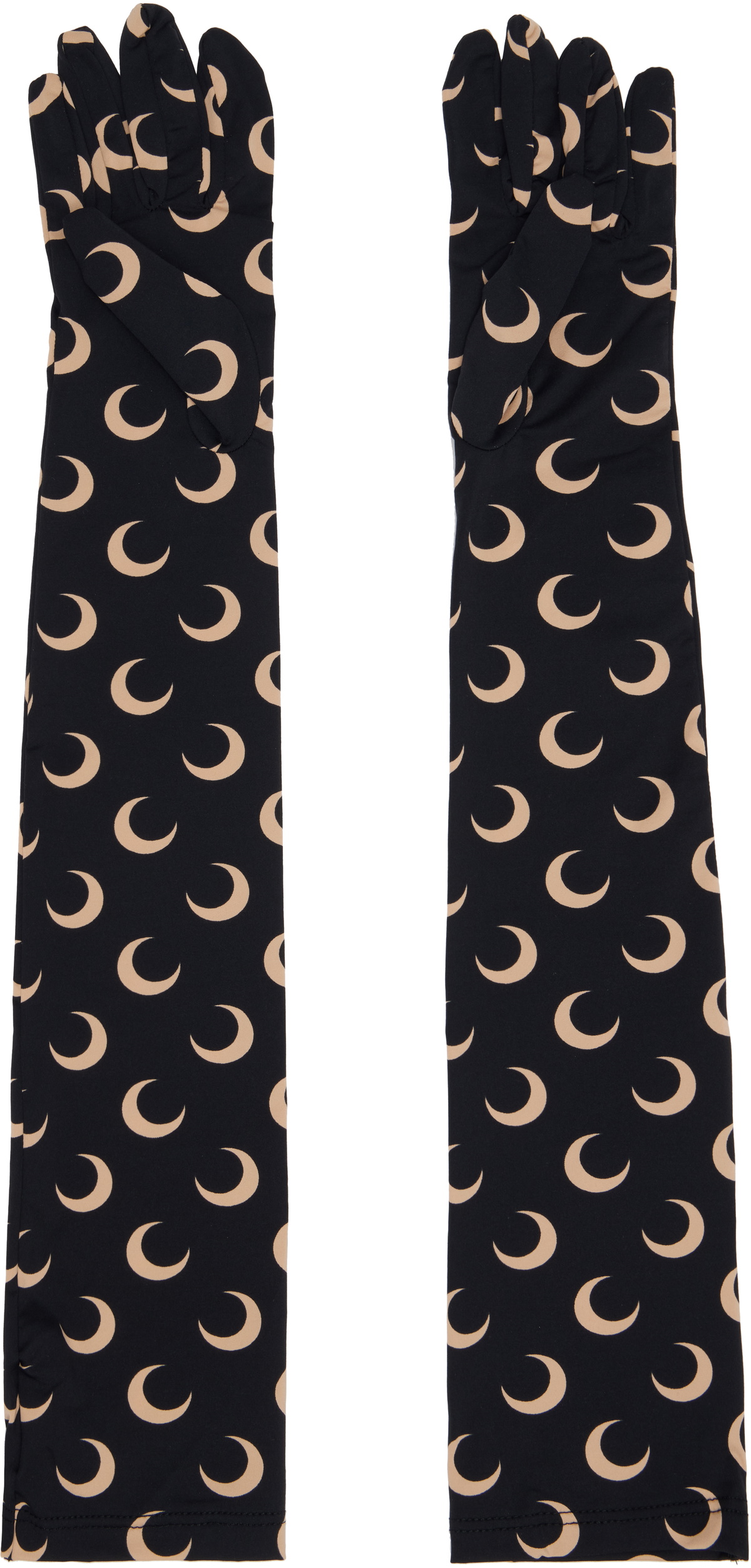Marine Serre Black Recycled Moon Jersey Long Gloves