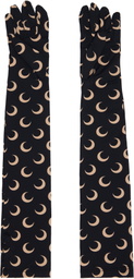 Marine Serre Black Recycled Moon Jersey Long Gloves