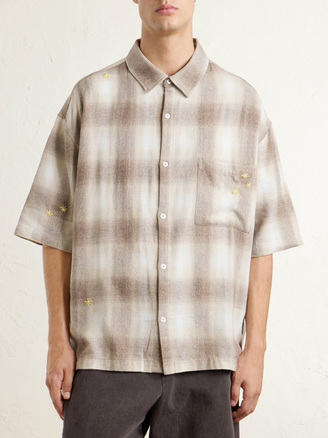 NAHMIAS - Checked Cotton-Flannel Shirt - Neutrals
