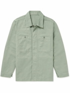 Mr P. - Garment-Dyed Cotton and Linen-Blend Twill Overshirt - Green