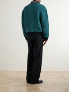 Aimé Leon Dore - Reversible Knitted Cotton-Blend Bomber Jacket - Green