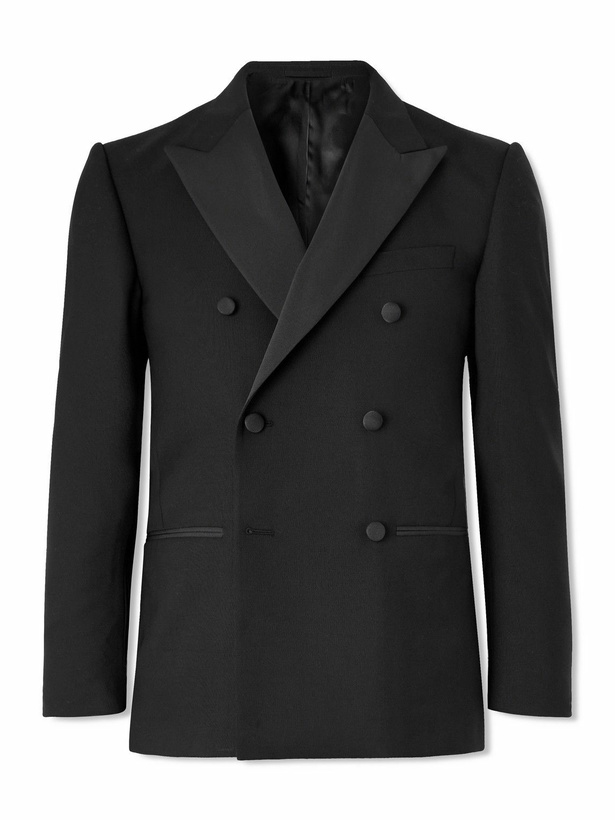 Photo: Mr P. - Double-Breasted Slim-Fit Satin-Trimmed Virgin Wool-Twill Tuxedo Jacket - Black