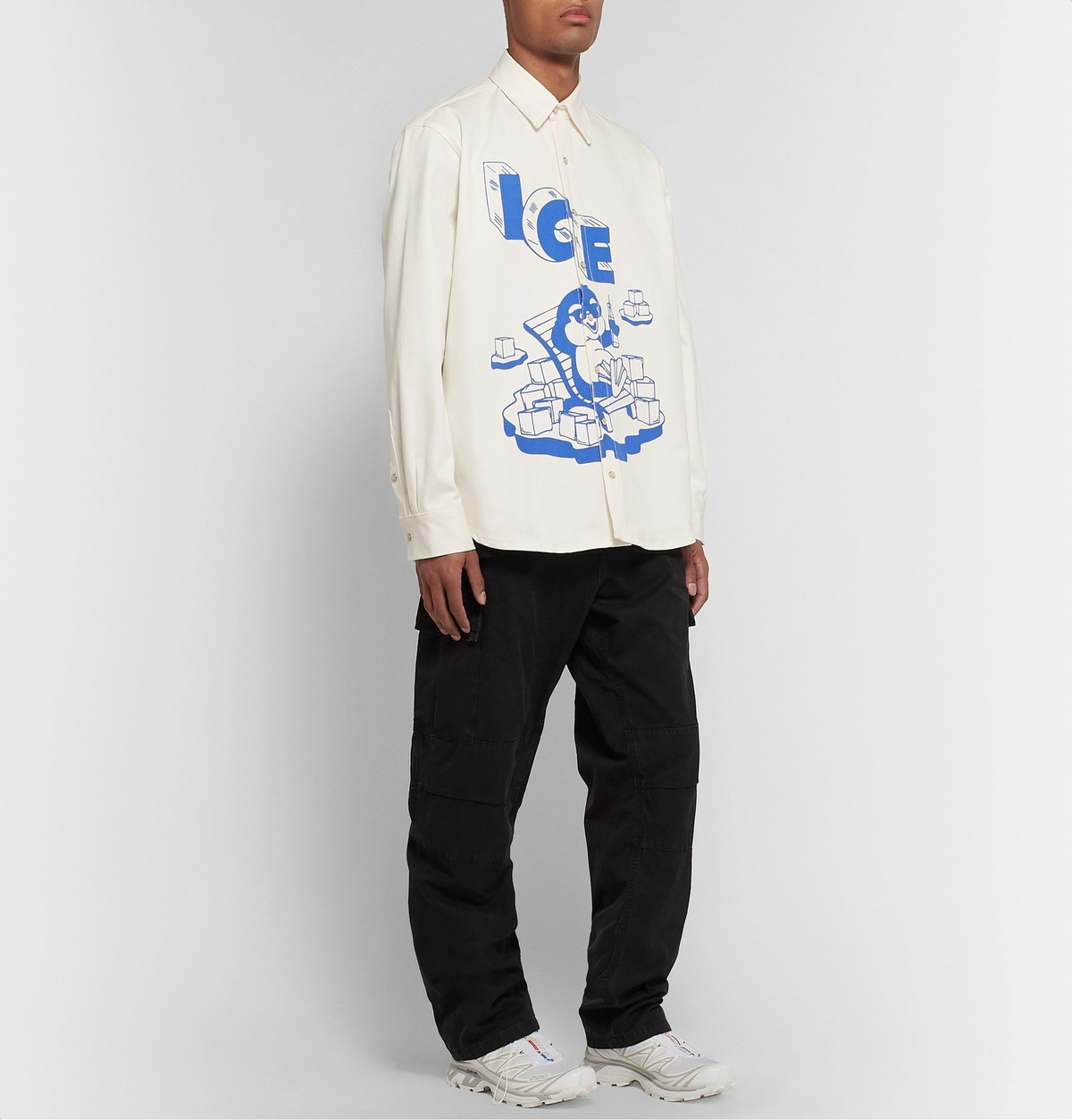 Resort Corps - Printed Denim Overshirt - White