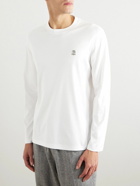 Brunello Cucinelli - Logo-Embroidered Cotton-Jersey T-Shirt - White