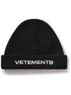 Vetements - Logo-Embroidered Ribbed Merino Wool Beanie