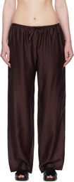 AMOMENTO Burgundy Silky Banding Lounge Pants