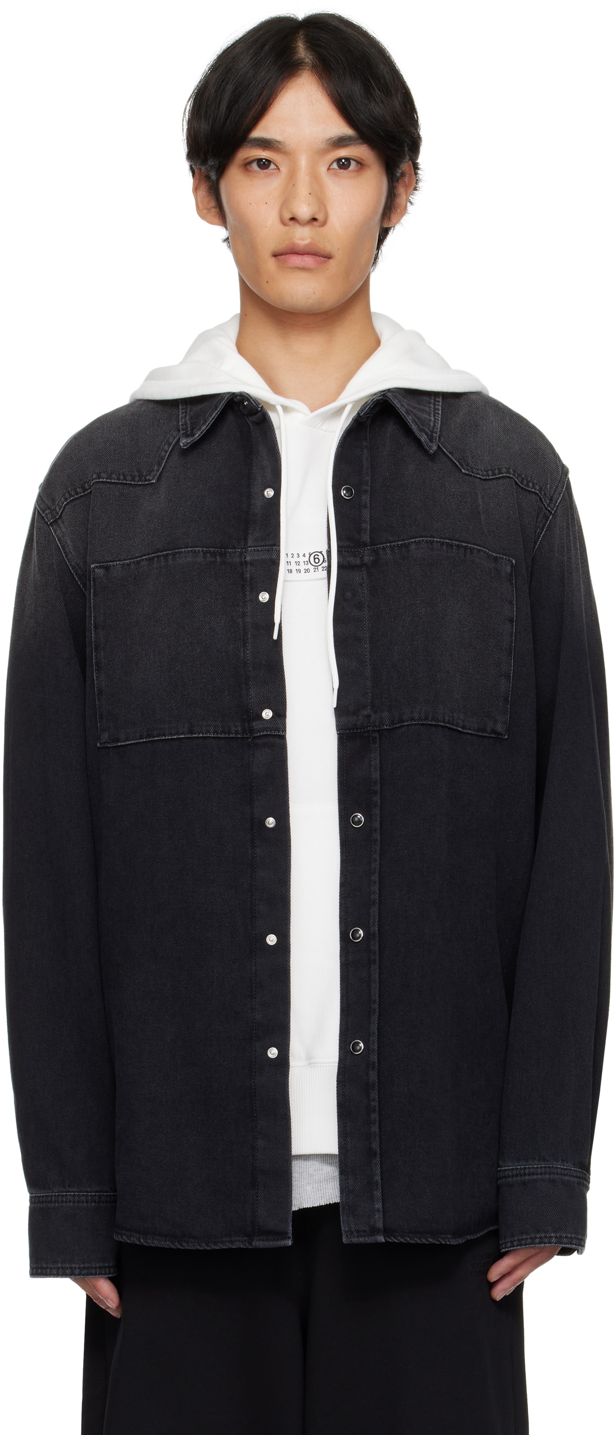 トップス MM6 Oversized Denim Long Sleeve Shirt MM6 Maison Margiela Blue Oversized Denim Shirt MM6 Maison