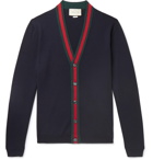 Gucci - Slim-Fit Webbing-Trimmed Wool Cardigan - Blue