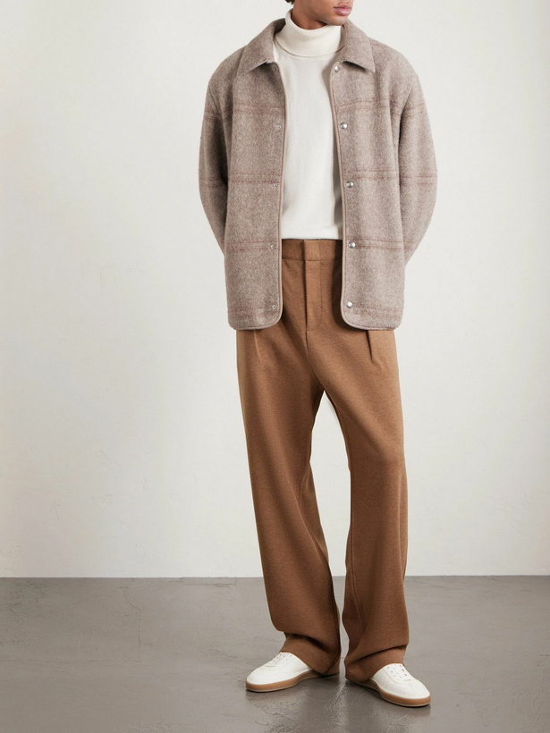 Photo: Loro Piana - Wide-Leg Wool and Cashmere-Blend Trousers - Brown