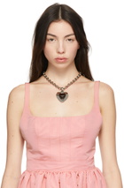 Alexander McQueen Silver Dove & Heart Pendant Necklace