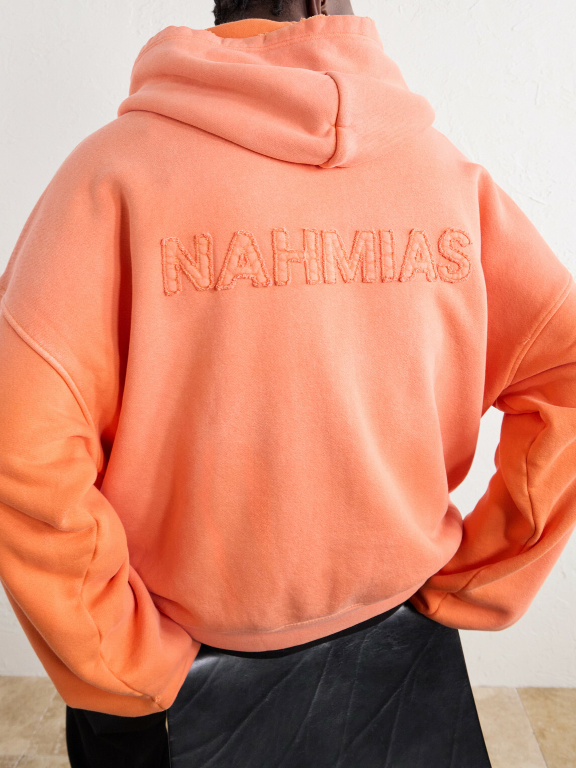 NAHMIAS - Distressed Cotton-Jersey Zip-Up Hoodie - Orange