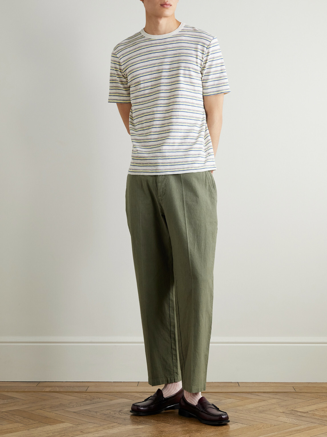 Folk - Striped Organic Cotton-Jersey T-Shirt - Neutrals