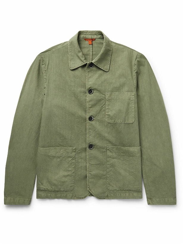 Photo: Barena - Visal Crinkled-Cotton Overshirt - Green