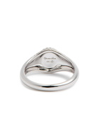 Yvonne Leon Baby Chevalière Ovale Zèbre 9kt White Gold Signet Ring Black And White