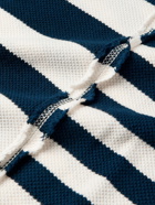 Greg Lauren - Striped Cotton-Jersey Hoodie - Blue