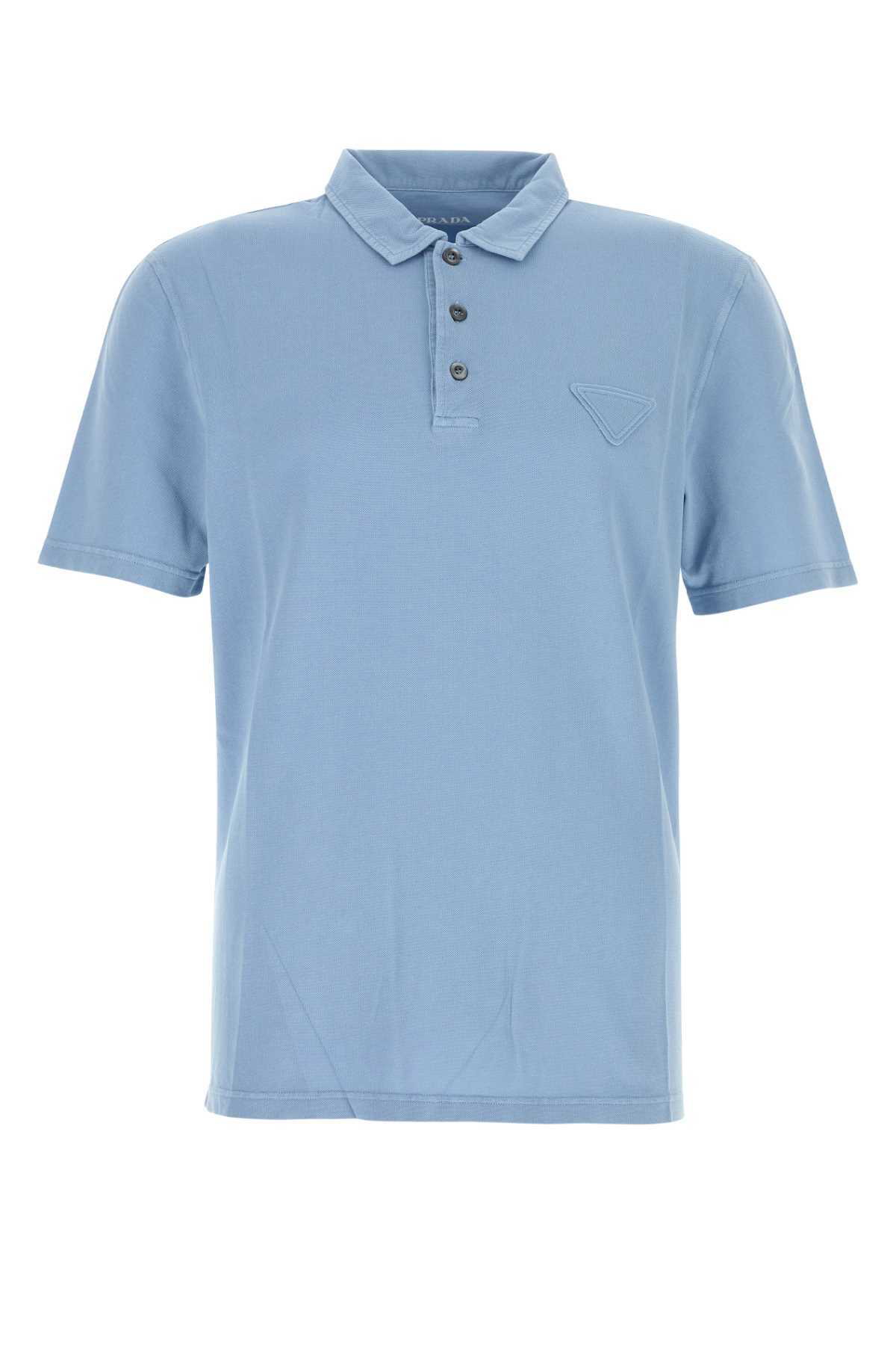 Prada Light Blue Piquet Polo Shirt Prada