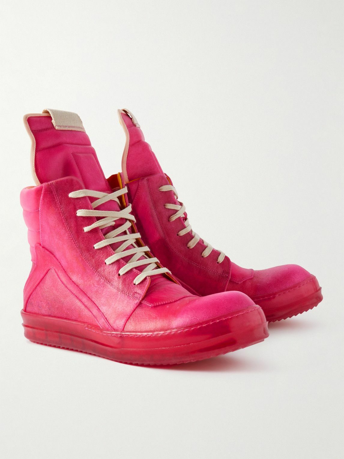 Rick Owens - Geobasket Leather and Rubber High-Top Sneakers