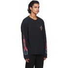 Rhude Black Neon Flame Long Sleeve T-Shirt