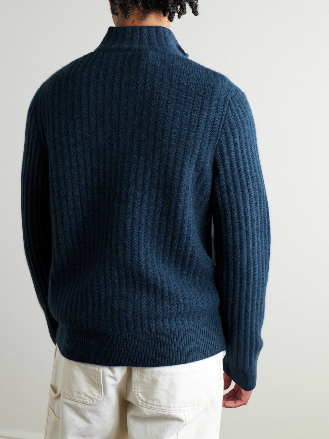 James Perse - Ribbed Cashmere Zip-Up Cardigan - Blue James Perse