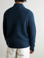 James Perse - Ribbed Cashmere Zip-Up Cardigan - Blue