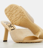 Loewe Petal crystal-embellished suede mules