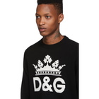 Dolce and Gabbana Black Cashmere DG Crown Sweater