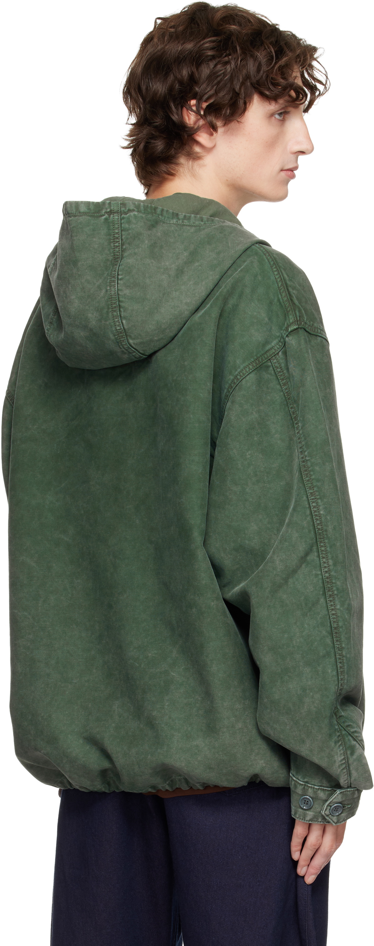 JW Anderson Green Garment-Dyed Anorak Jacket
