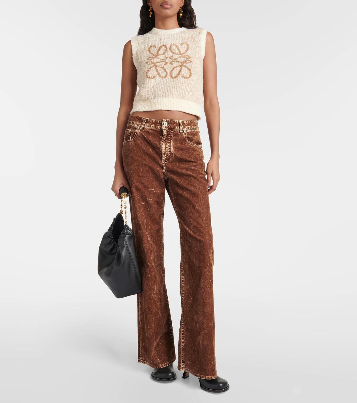 【LOEWE】 Mid-rise wide-leg pants Mid-rise wide-leg pants in black - Loewe | Mytheresa