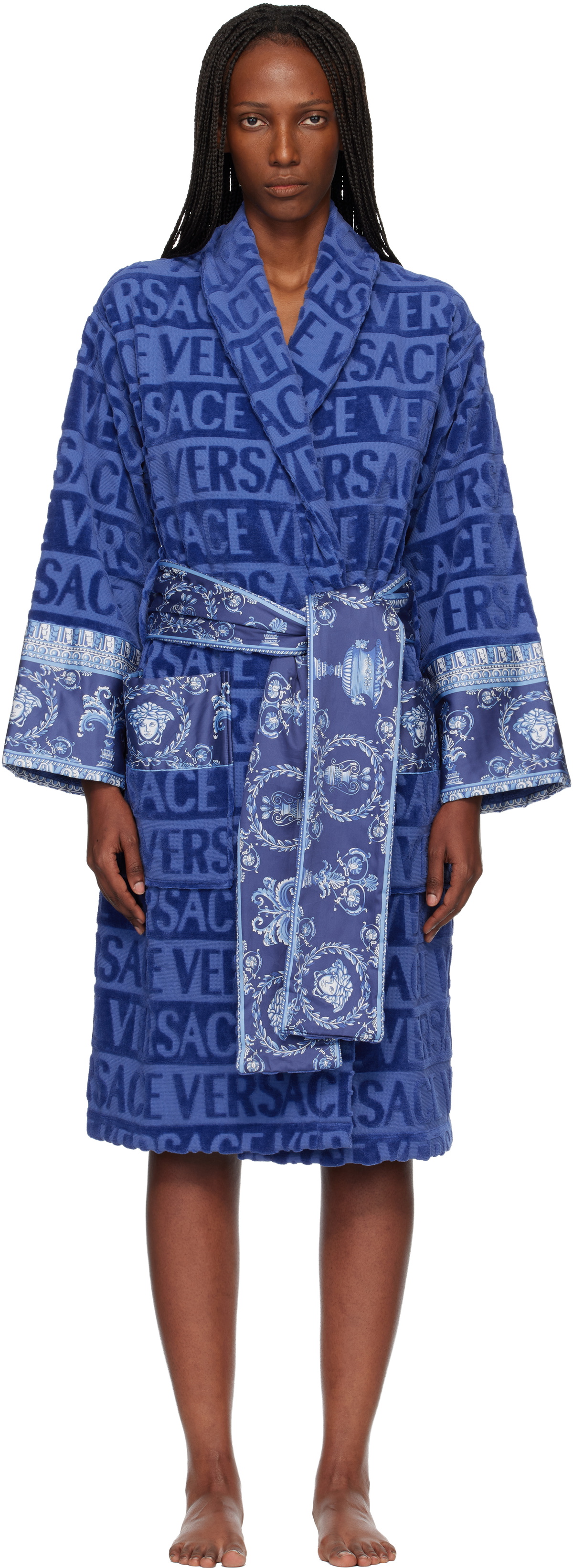 Versace Blue 'I Heart Baroque' Bathrobe