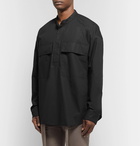 Fear of God - Oversized Grandad-Collar Supima Cotton-Poplin Half-Placket Shirt - Black