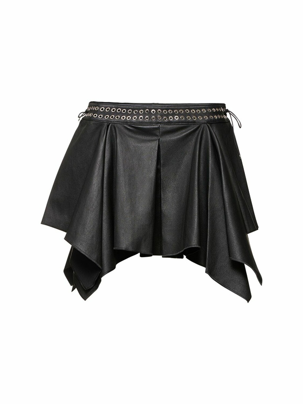 Photo: LUDOVIC DE SAINT SERNIN - Asymmetric Ruffled Leather Mini Skirt