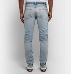 Fear of God - Slim-Fit Belted Distressed Selvedge Denim Jeans - Light blue
