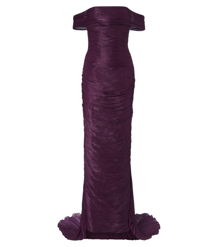 Photo: Marmar Halim Pleated off-shoulder bustier gown