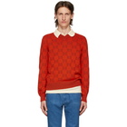 Gucci Red and Brown Jacquard GG Sweater