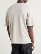 The Elder Statesman - Lenny Ribbed Wool, Silk and Linen-Blend T-Shirt - Neutrals