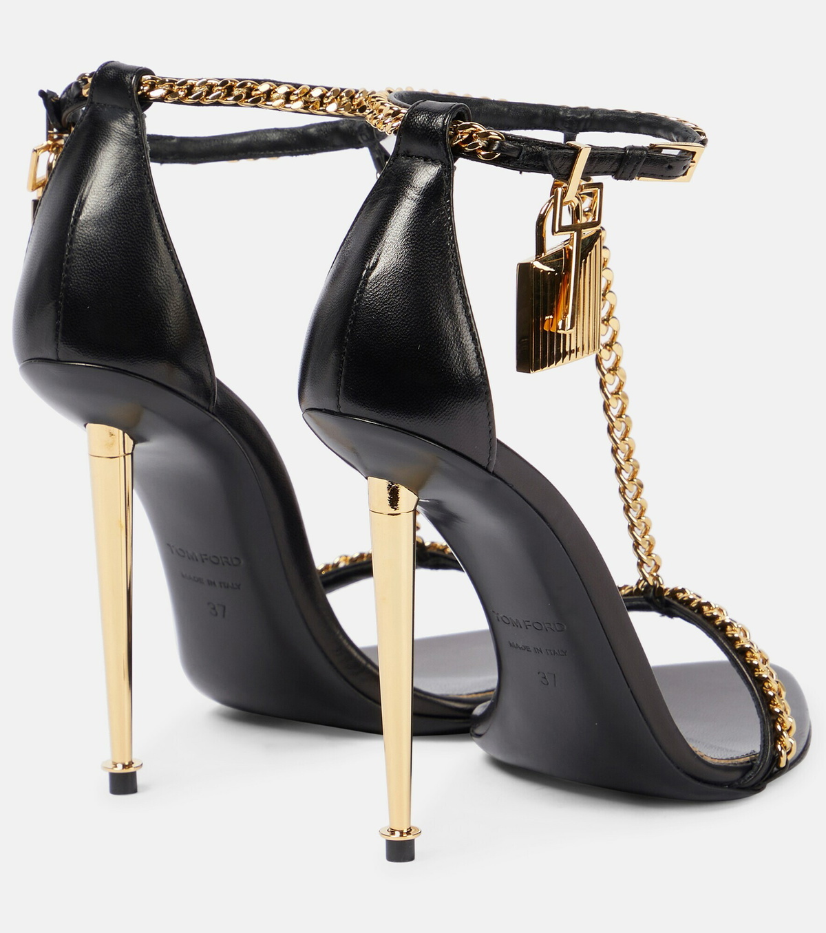 サンダル・ミュール Tom Ford Padlock Sandals In Smooth Leather SHINY LEATHER PADLOCK POINTY NAKED SANDAL 85MM | Tom Ford