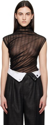 Victoria Beckham Black Sleeveless High Neck Bodysuit