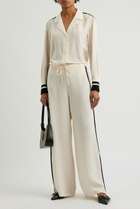 Frame Side-striped Silk Trousers Cream