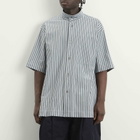 Homme Plissé Issey Miyake Men's Stripe Short Sleeve Shirt in Blue