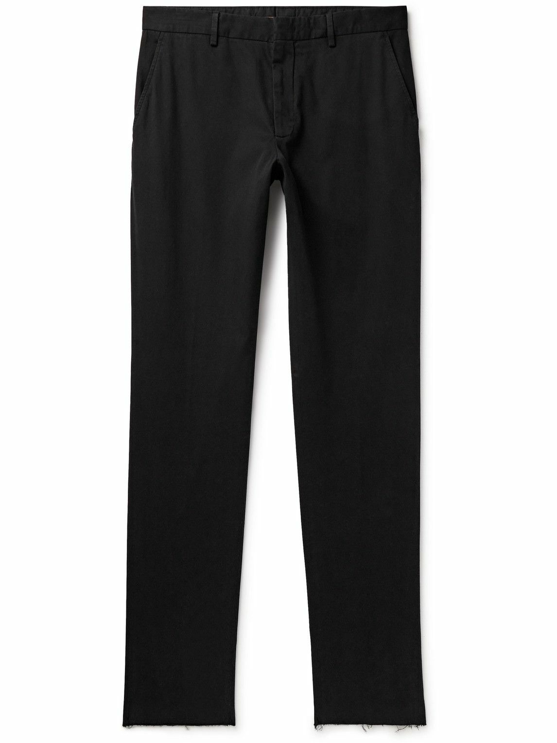 Zegna - Slim-Fit Straight-Leg Stretch-Cotton Twill Trousers - Black