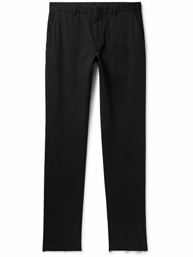 Photo: Zegna - Slim-Fit Straight-Leg Stretch-Cotton Twill Trousers - Black