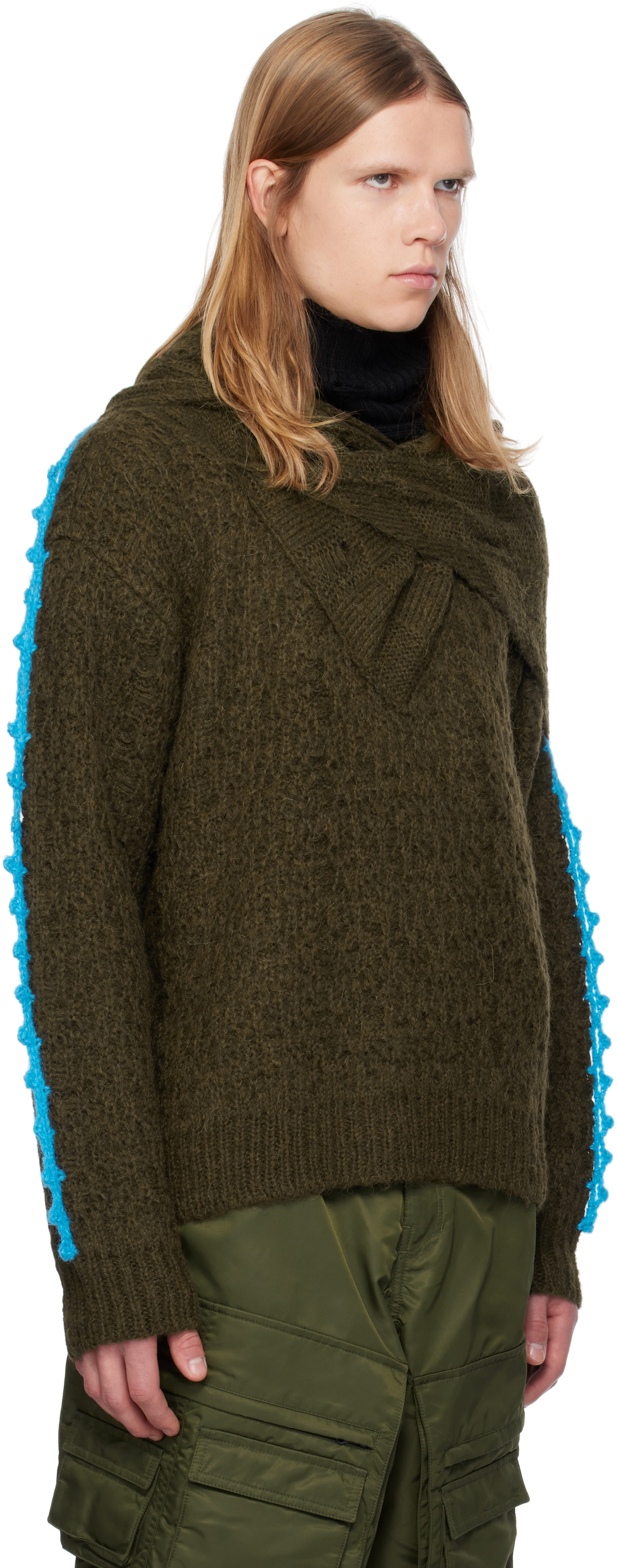 Andersson Bell Khaki Arelin Shawl Layered Sweater