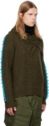 Andersson Bell Khaki Arelin Shawl Layered Sweater