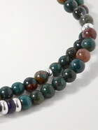 Mikia - Sterling Silver Bloodstone Beaded Wrap Bracelet