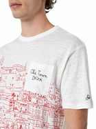 MC2 Saint Barth Man Linen Jersey T-shirt Ecstasea With Ibiza Placed Print And Embroidered Pocket