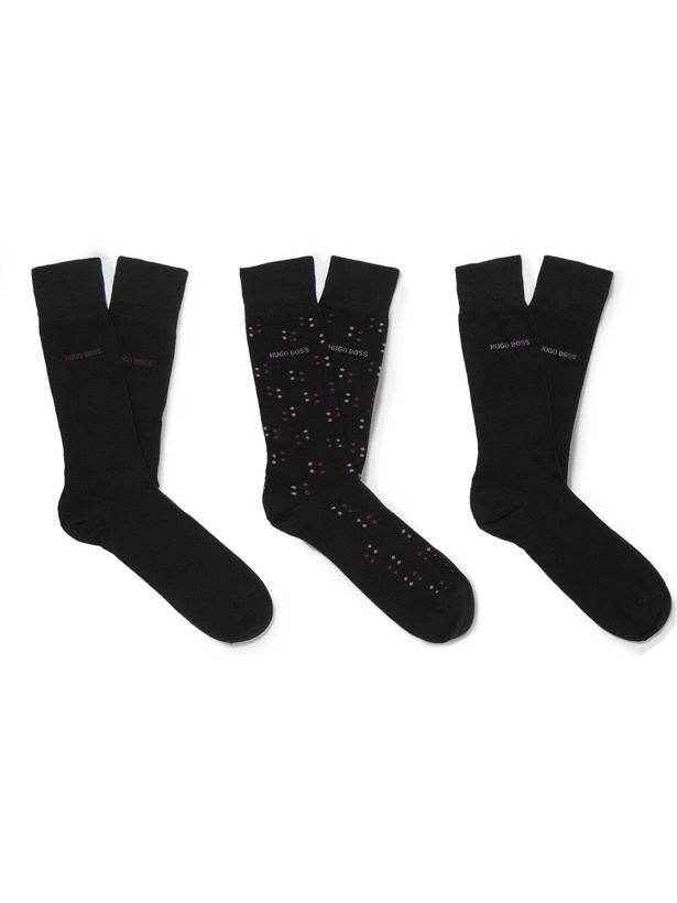 Photo: Hugo Boss - Three-Pack Logo-Intarsia Stretch Cotton-Blend Socks
