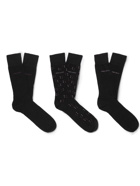 Hugo Boss - Three-Pack Logo-Intarsia Stretch Cotton-Blend Socks