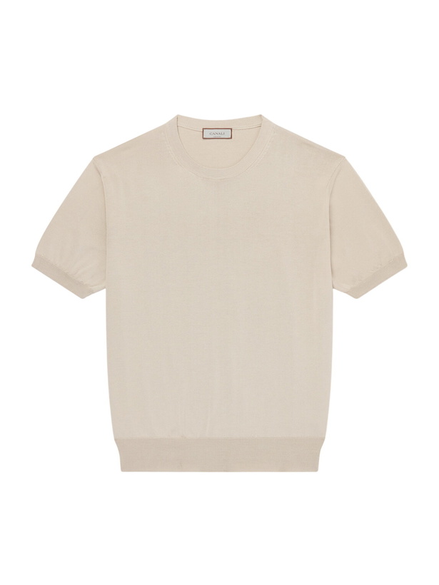 Photo: Canali - Knitted Cotton T-Shirt - Neutrals