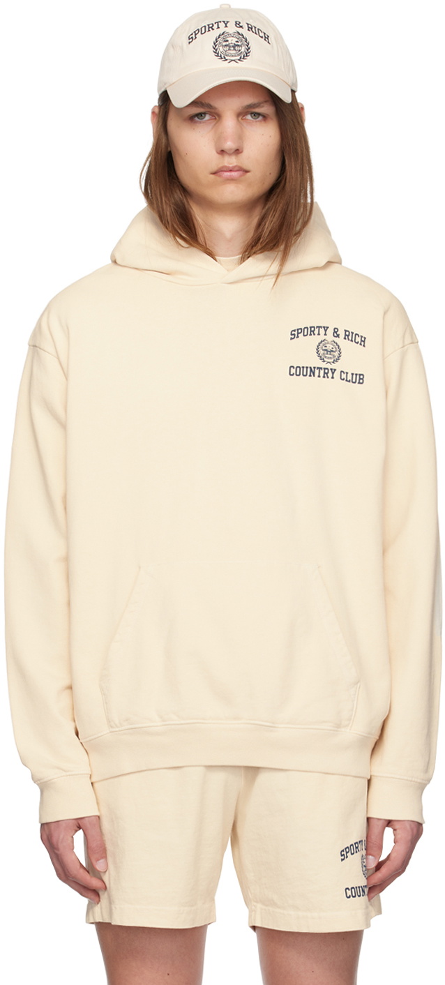 Sporty & Rich Off-White Varsity Crest Hoodie