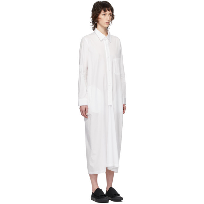 White Yellow Long Shirt Dress